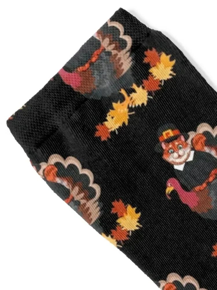 Pilgrim Costume Cat Riding Turkey Socks sport colored tennis Mens Socks Women's