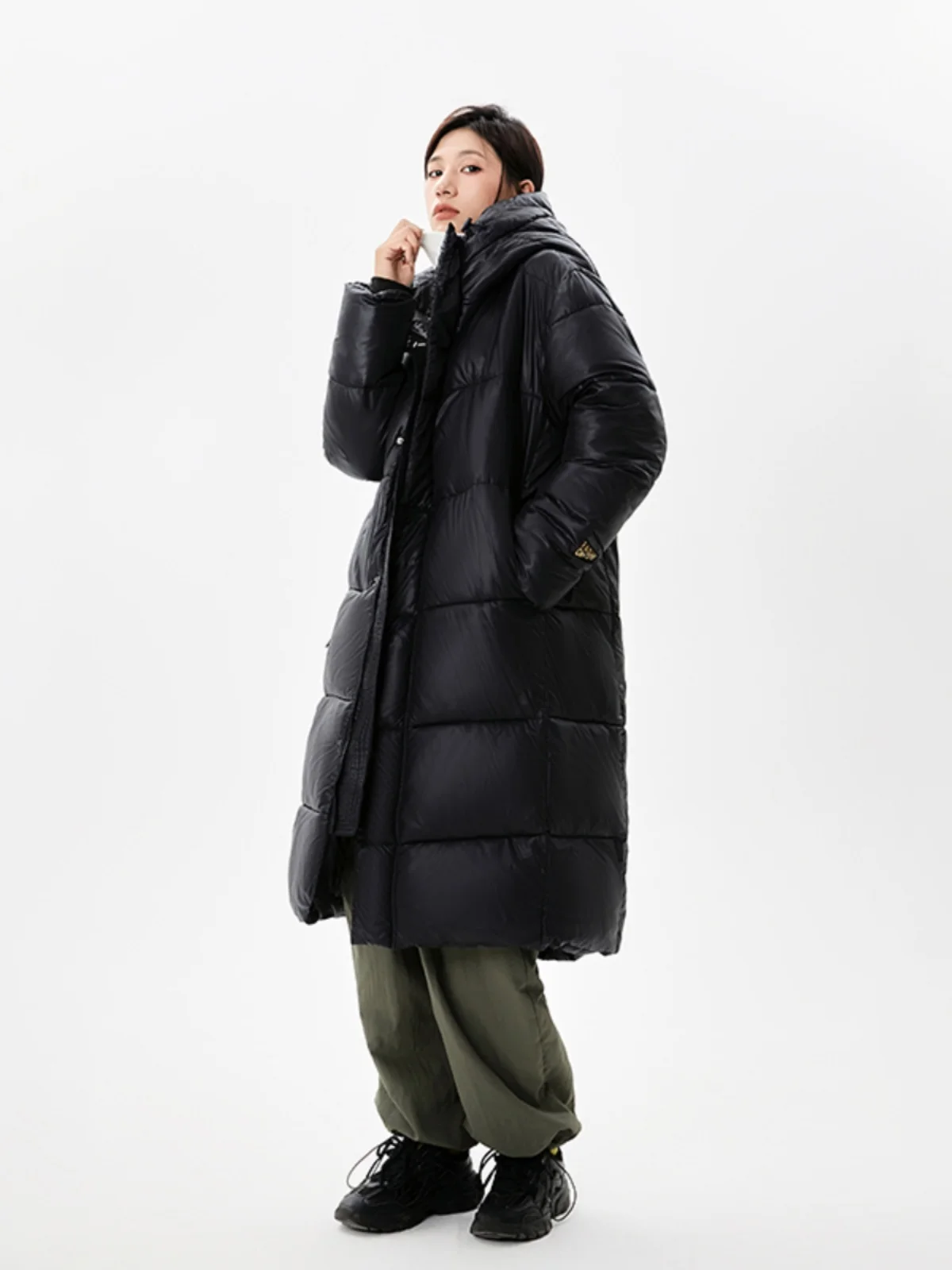 

Высококачественное хлопковое пальто-пуховик Aphene с капюшоном, удлиненное (ниже колена), осенне-зимнее, теплое, модное, длинное, хлопковое, верхняя одежда