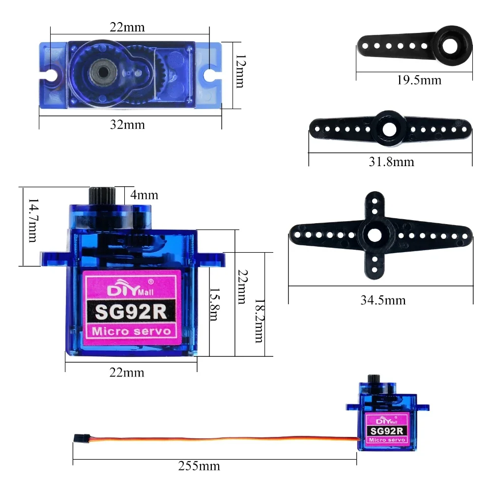 9g SG92R micro analog servo suitable for RC drones model aircraft and other models 180/270/360 degrees optional 1/2/4PCS