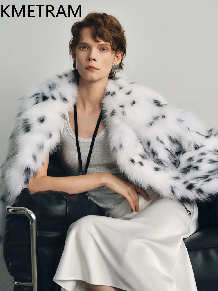 معطف فرو الثعلب الطبيعي 100% من KMETRAM سترة نسائية فاخرة متوسطة الطول من الفرو الحقيقي شتاء جديد في معاطف 2025 ملابس نسائية