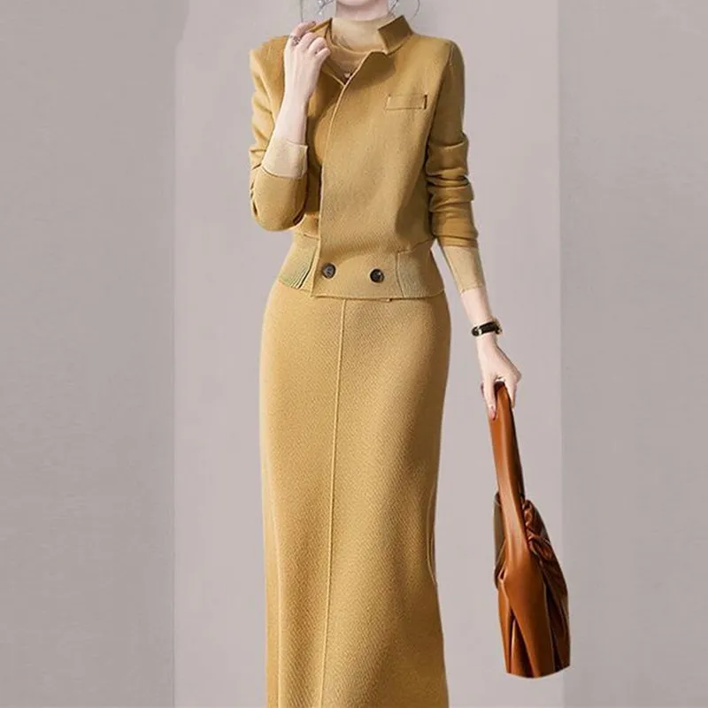 2024 Autumn/Winter New High end Fashion Simple Commuter Knitted Two piece Set