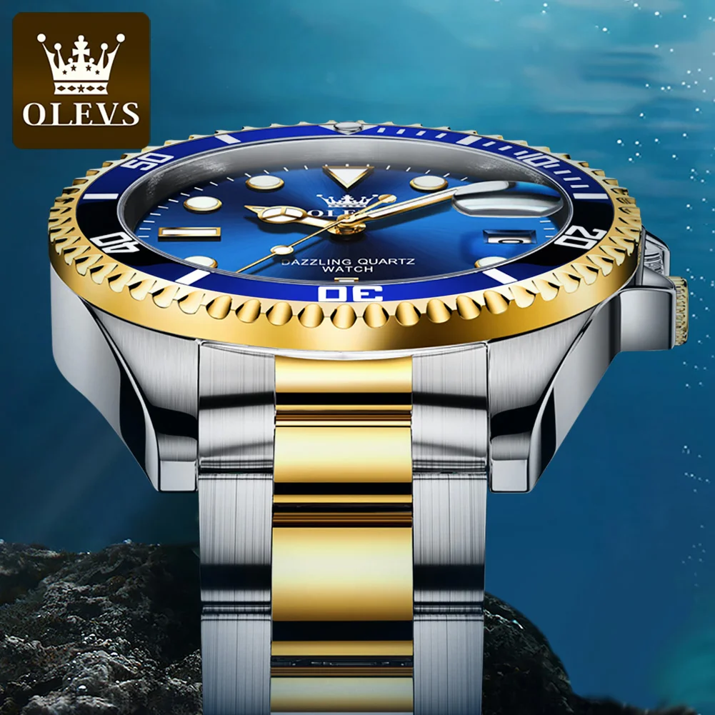 OLEVS Original Quartz Watch for Men Stainles Steel Waterproof Sport Watches Fashion Luxury Top Brand Men\'s Wristwatch Hot Sale