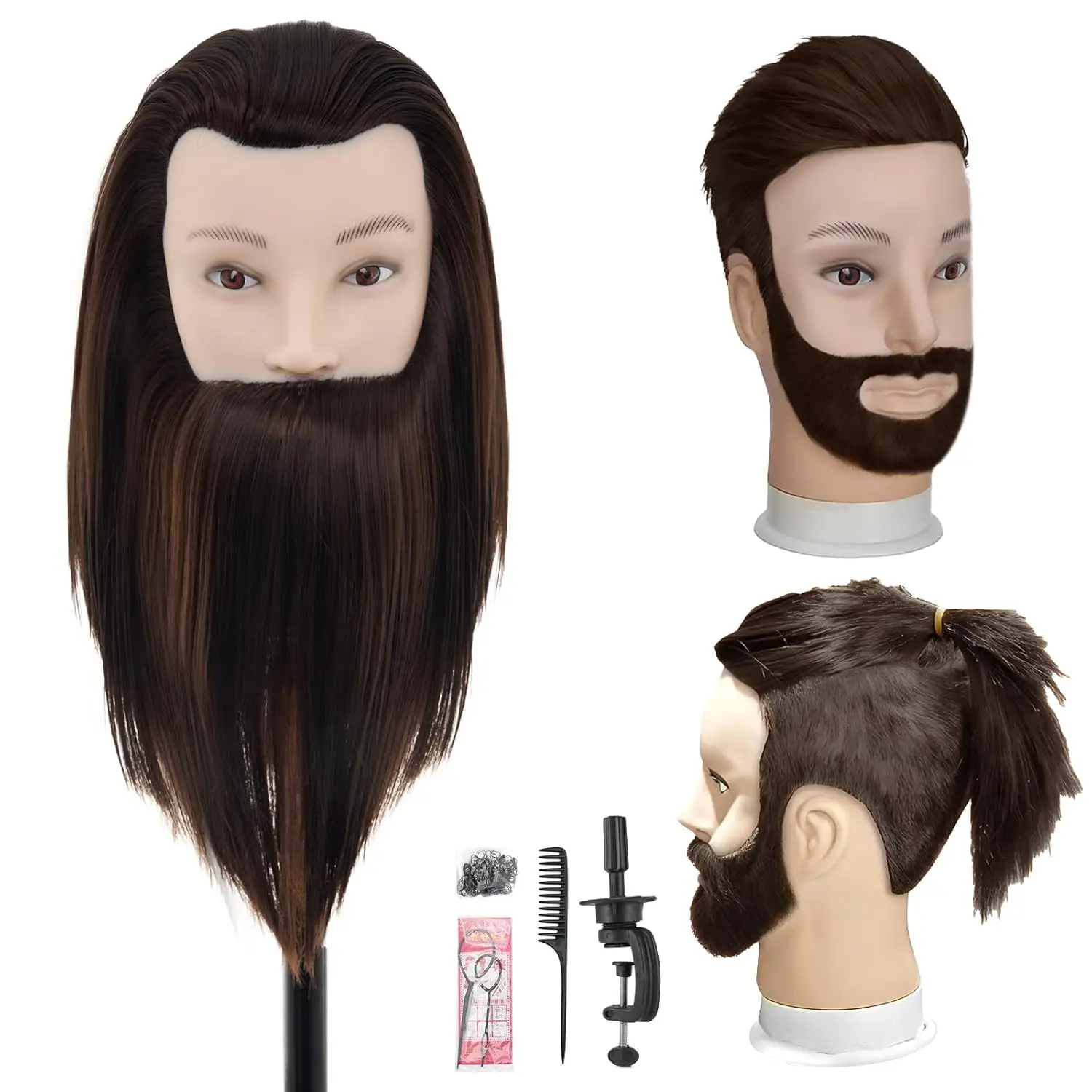 

10" Male Mannequin Head with Hair, Barber Training Doll for Cosmetology Practice and Hair Styling