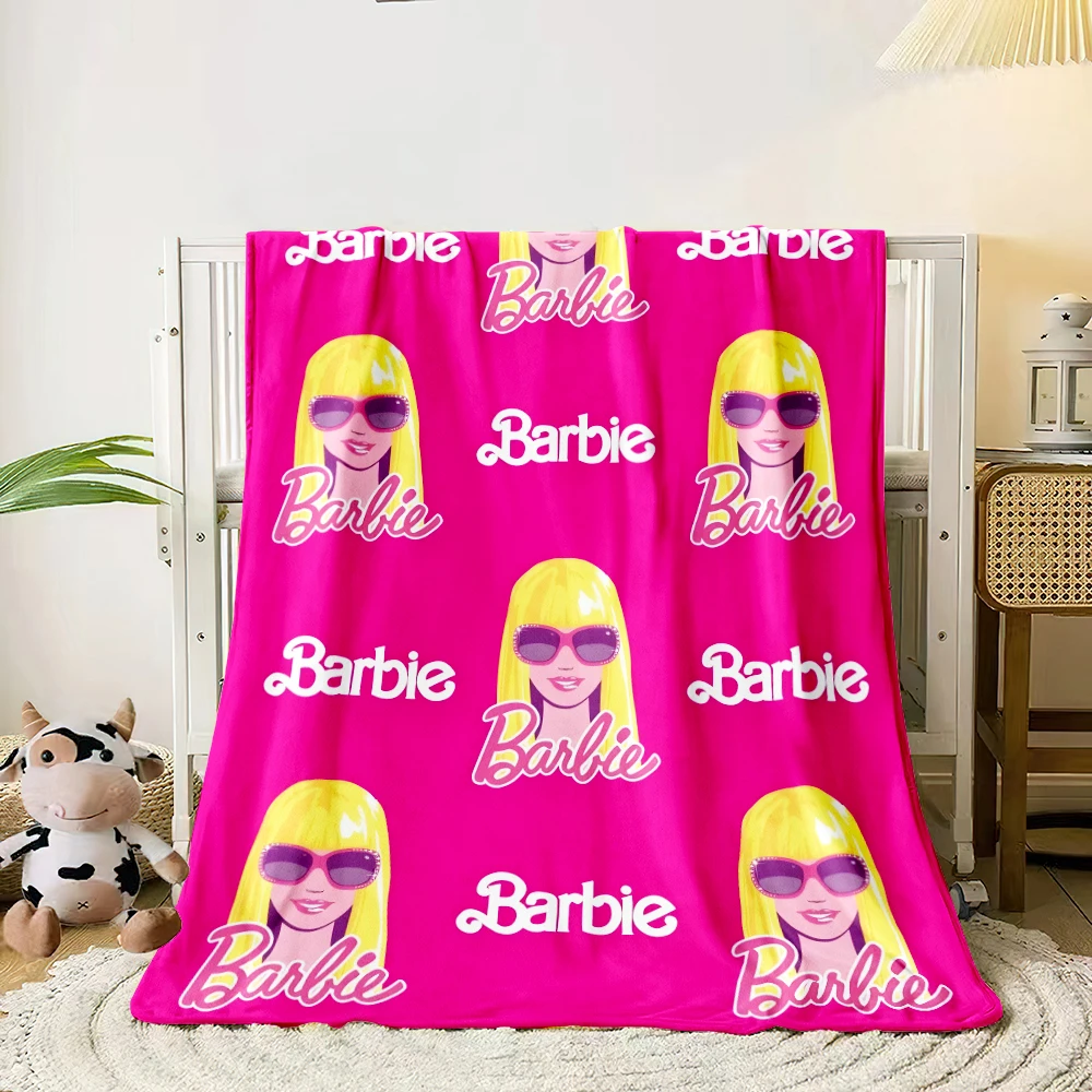 MINISO Barbie Cartoon Print Blanket.Warm and Comfortable Flannel,Bedroom,Sofa,Bed,Chair Picnics,Trip, Camp,Blankets.