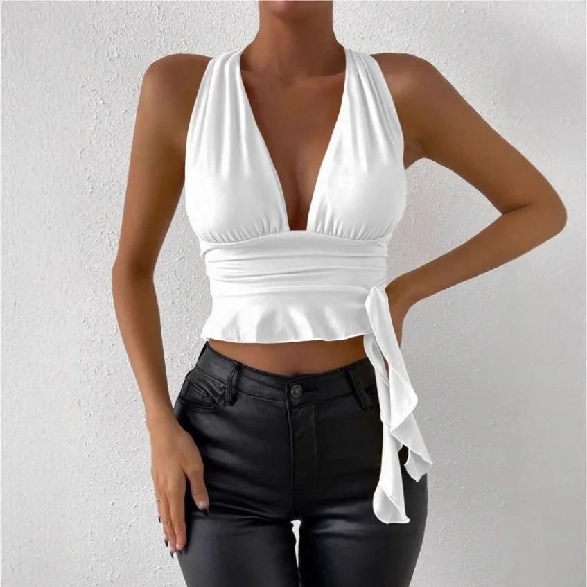 Tie Slim Fit Top Casual with Summer Tank Top Non Detachable Straps Fixed Straps Elegant Commuter Cropped Sleeveless Women Tanks