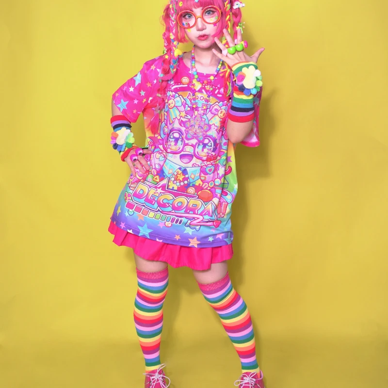 ใหม่สายรุ้งสัตว์พิมพ์เสื้อยืดผู้หญิง Original Design วัฒนธรรมหวาน Cool อเนกประสงค์อ่อนเยาว์แขนสั้นเสื้อยืดสุภาพสตรี