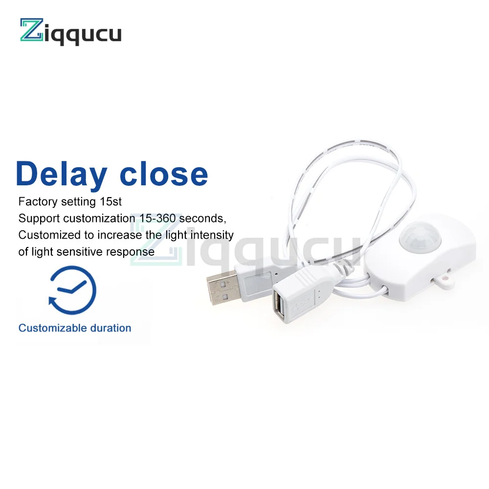 DC 5V-24V PIR Motion Sensor Light Switch with Infrared Human Body Sensor Light Bar Module DC/USB Port for LED Strip Light