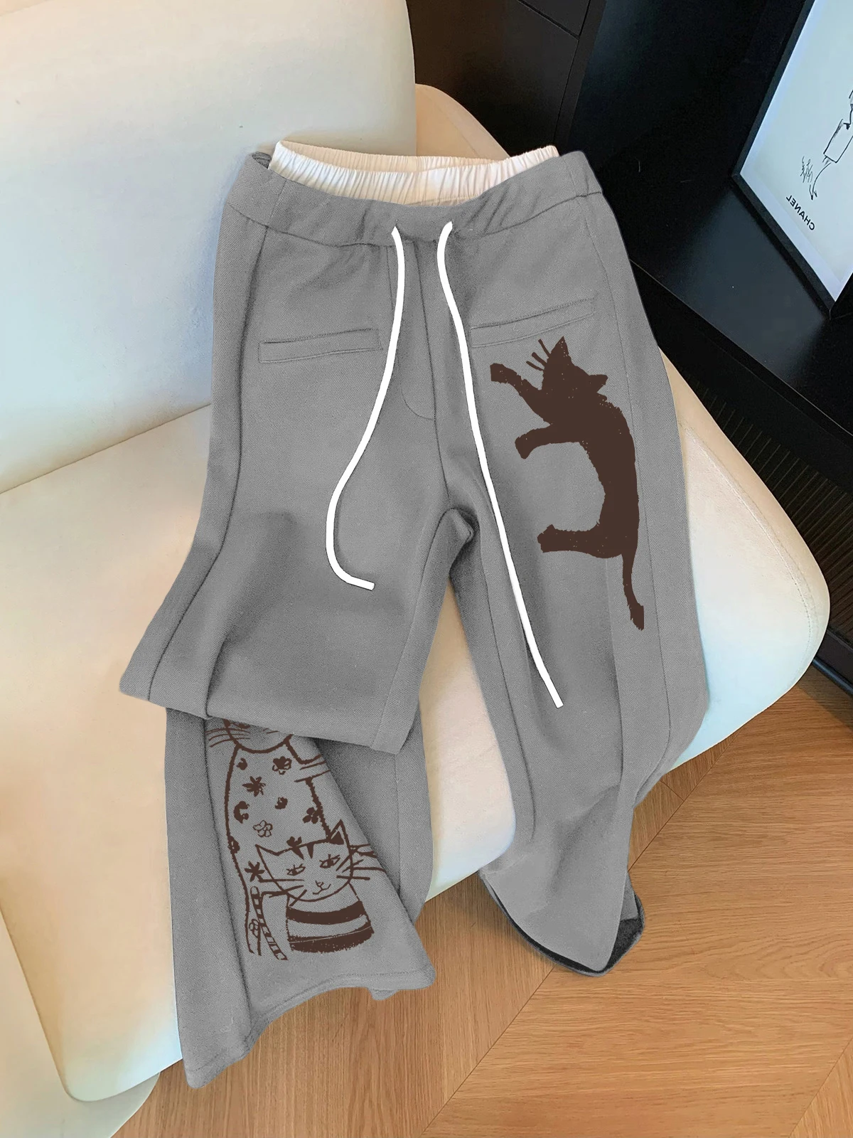 

Мужские повседневные брюки с высокой талией и прямым кроем, весенне-осенние, в корейском стиле, универсальные, с пэчворком, длинные