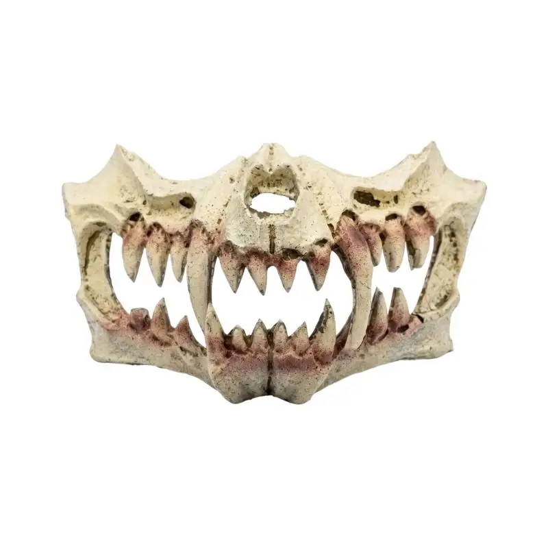 A52E Themed Party Costume Mask, Skull Mouth Face Accessory with Tooth-Like Line for Halloween, Stage Looks and Role Play