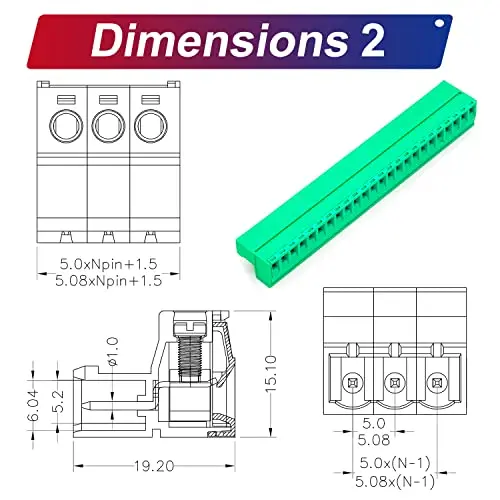 

5.08mm 24 Pin Male & Female Phoenix Connector Green PCB Screw Terminal Block No Soldering Wire Plug Socket Adapter 1 Set