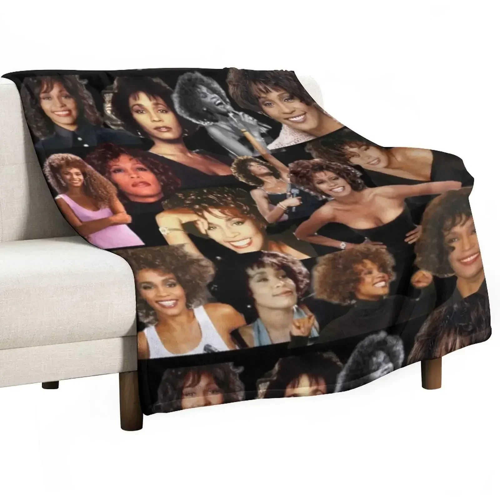 

Whitney Houston Collage Throw Blanket Plush Shaggy Sofa christmas gifts Blankets