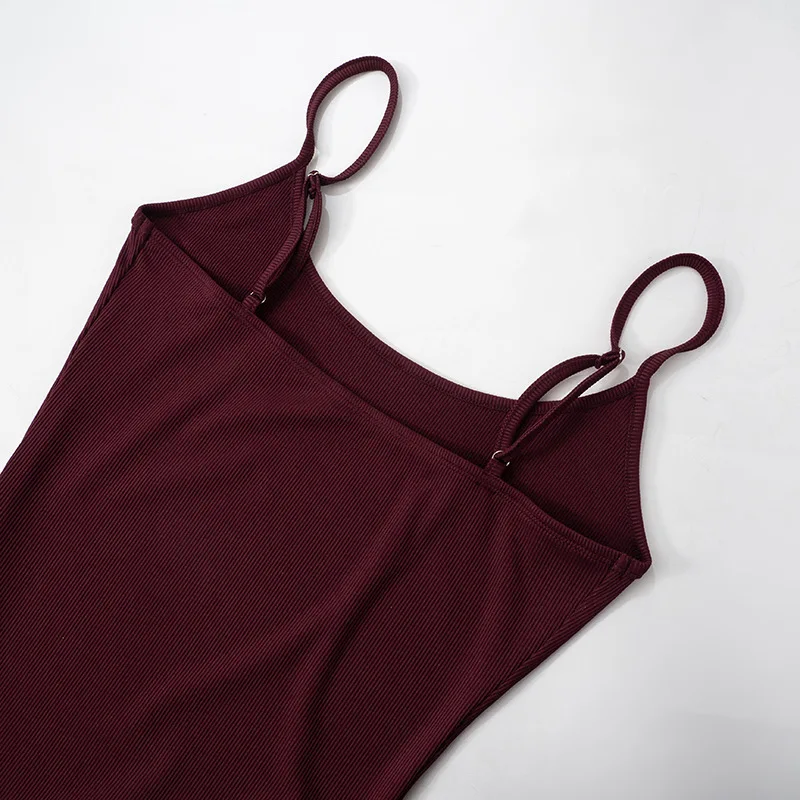 Nouvelle robe de base polyvalente, robe licou haute fente, robe de cheville longueur simple et élégante, pour la date et les vacances