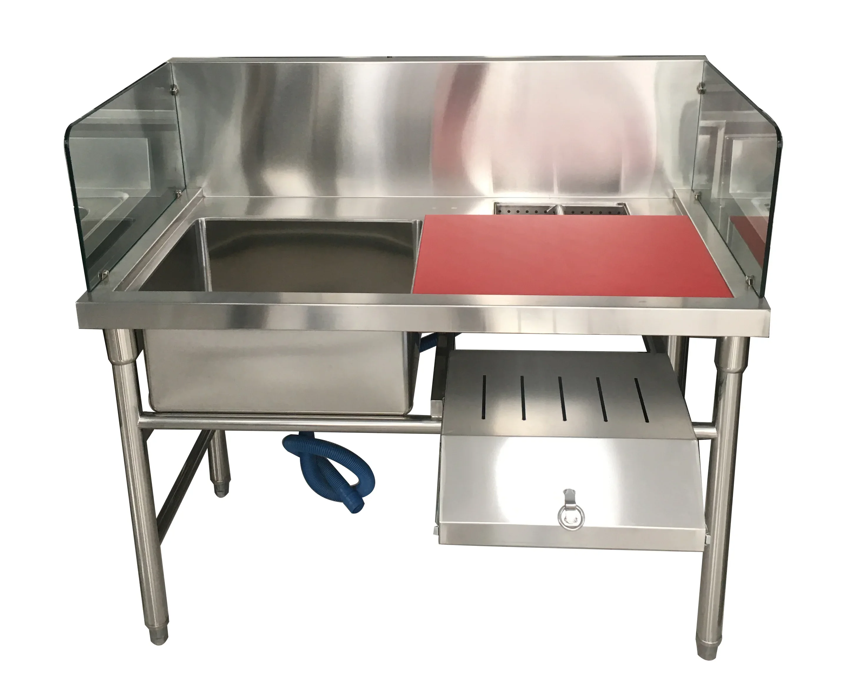 Hotel Restaurant Kitchen Sink Work Table Fish Cleaning Table With Cutting Board Faucet