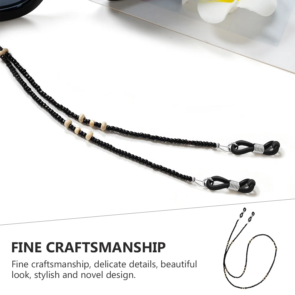 

2Pcs Retro Glasses Chains Black Wooden Bead Chain Anti-Lost Eyeglasses Accessories Vintage Mask Rope Decorative Hanging Chains