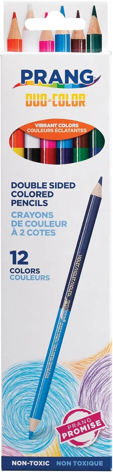 

Dual-Ended Colored Pencils, 12 Colors, 24 Shades, Smooth Coloring, Non-Toxic, Pre-Sharpened