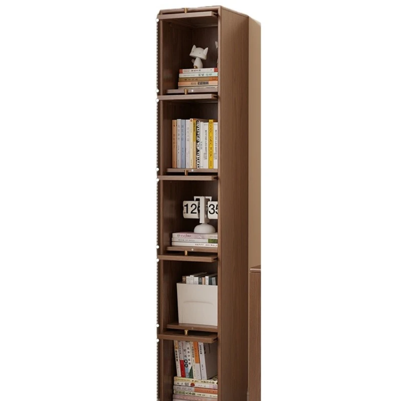

Solid wood crevice storage bookcase, floor shelf with door, corner cabinet against wall