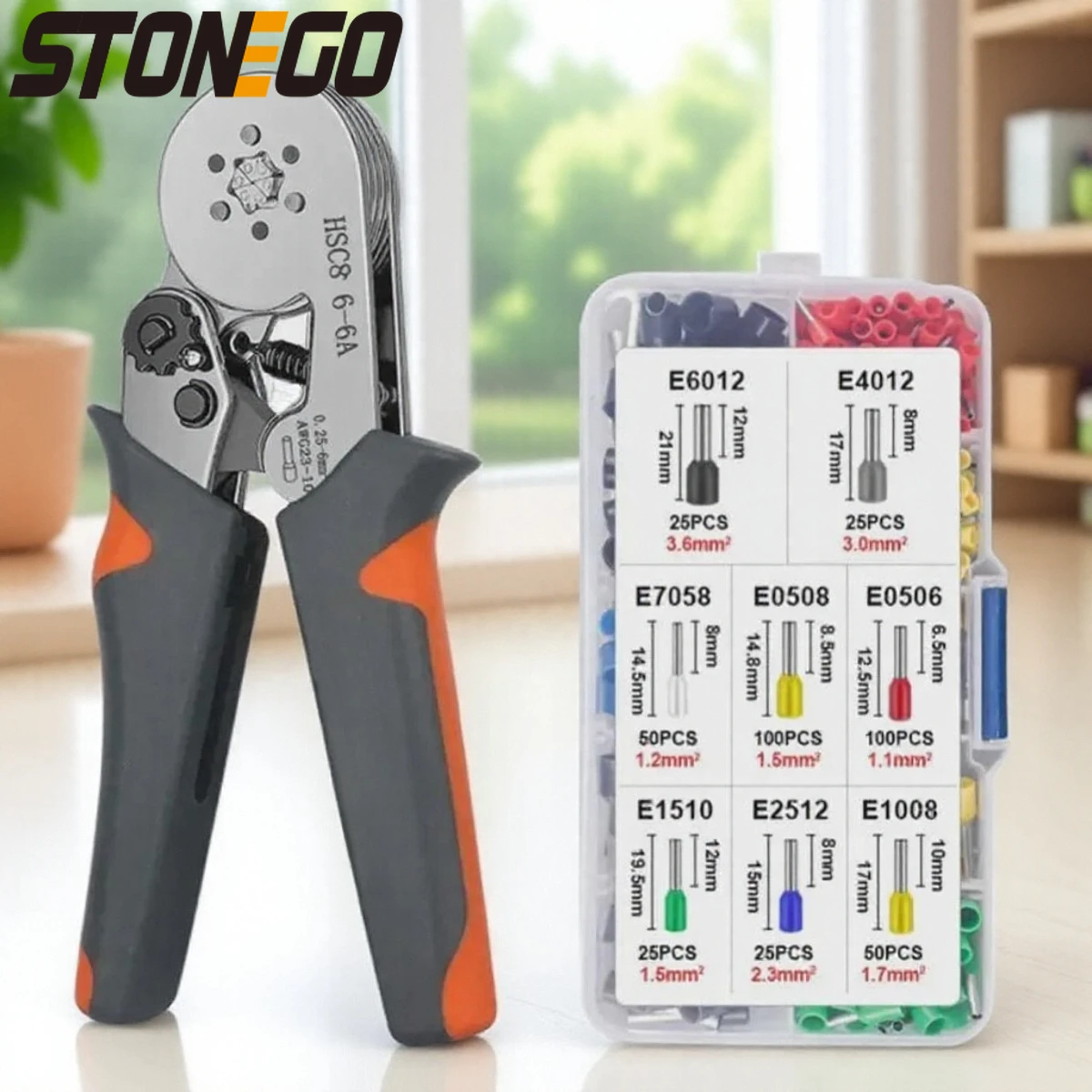 

STONEGO наконечники втулки инструменты для обжима клемм мини-электрические плоскогубцы HSC8 6-4/6-6 зажим для подключения проводов 0,25-10 мм2 0,25-6 мм2