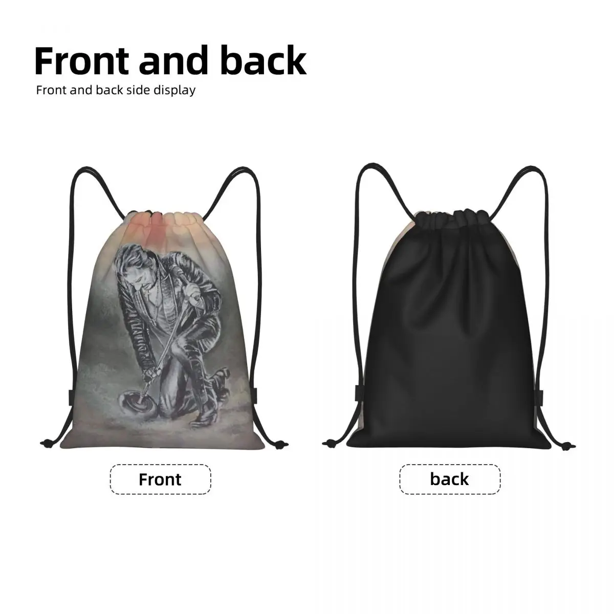 Custom Johnny Hallyday Rock Star Drawstring Bag for Training Yoga Backpacks Men Women France Singer Sports Gym Sackpack