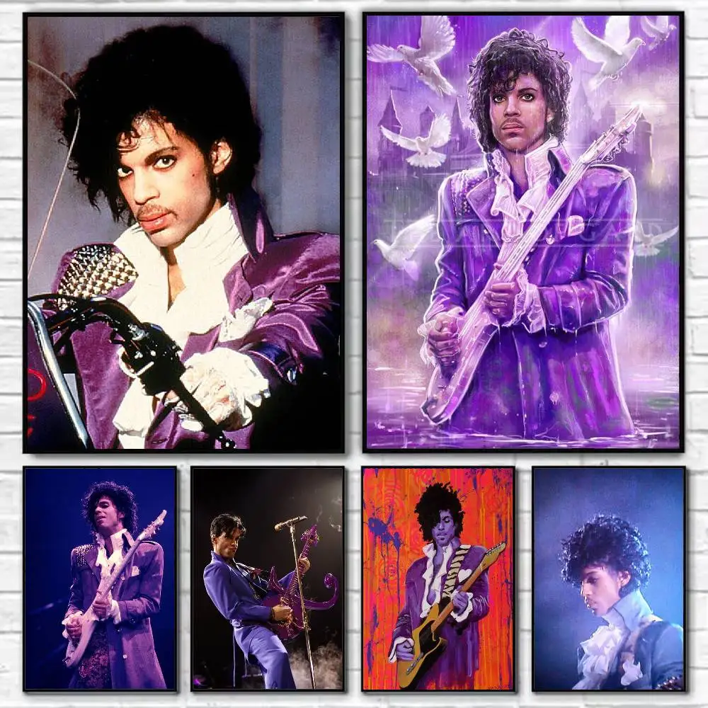 

Purple Rain P-Prince Poster Self-adhesive Art Waterproof Paper Sticker Coffee House Bar Room Wall Decor