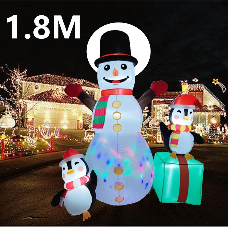 

1.8M Christmas inflatable toy gift snowman penguin with built-in LED lights indoor and outdoor New Year party garden decoration