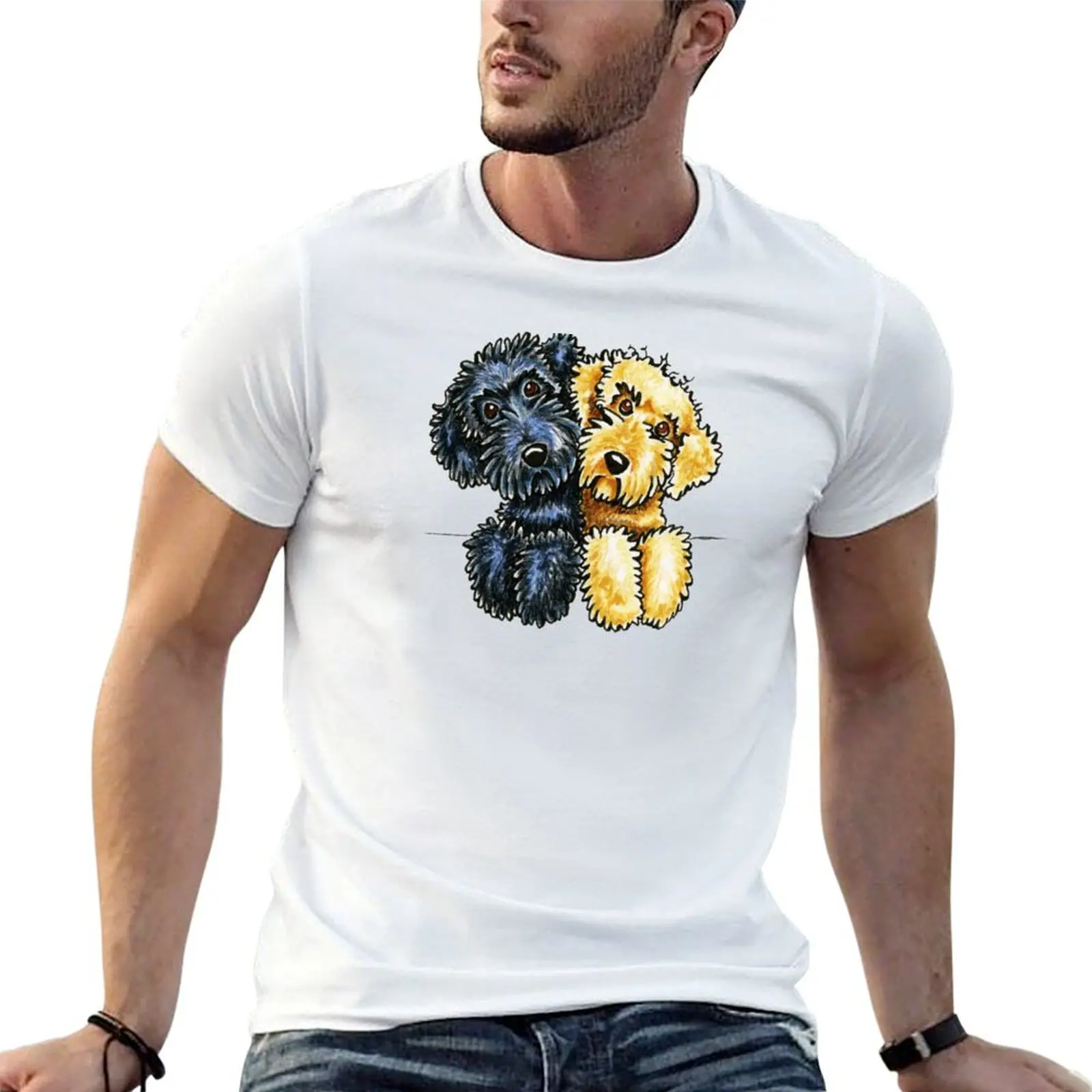 Black Yellow Labradoodles Lined Up T-Shirt Minimal Art Print T-Shirt