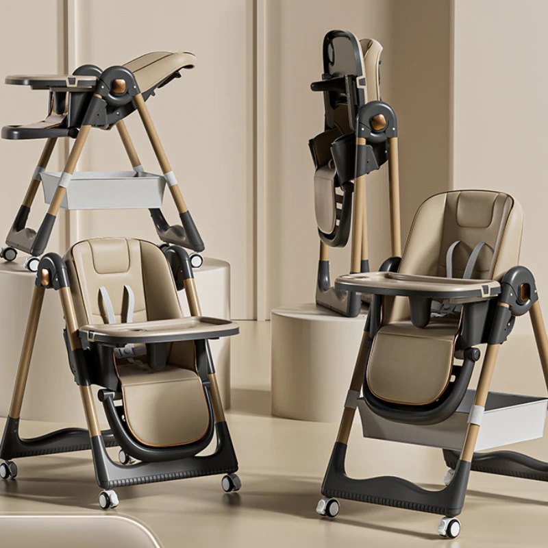 

Multi-Function Reclining Baby High Chair with One-Touch Tray, Foldable Design Stable Structure, Portable Feeding/Learning Seat