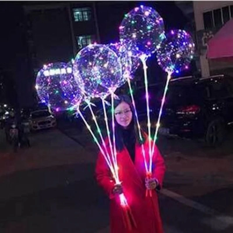 LED Bobo Balloons Set, 100 Set, Includes 18Inch LED Balloon, 80cm Rod, 3 M LED Line and Handle, Battery Box, New