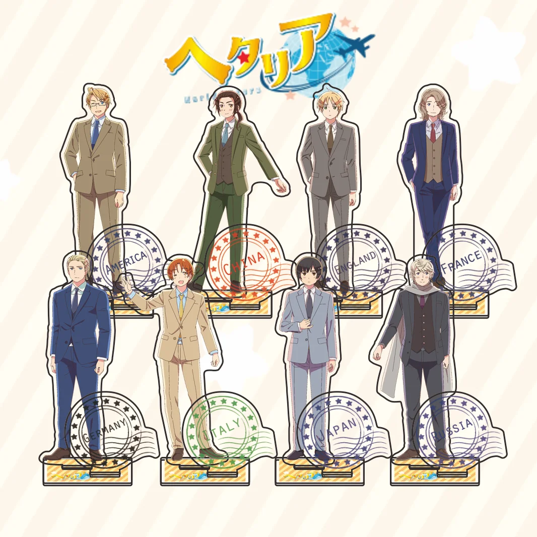 Hetalia 20th Anniversary Double Acrylic Stand Figure Italy Germany USA UK Suit Ver. Anime Desktop Decor Collectible Keychain