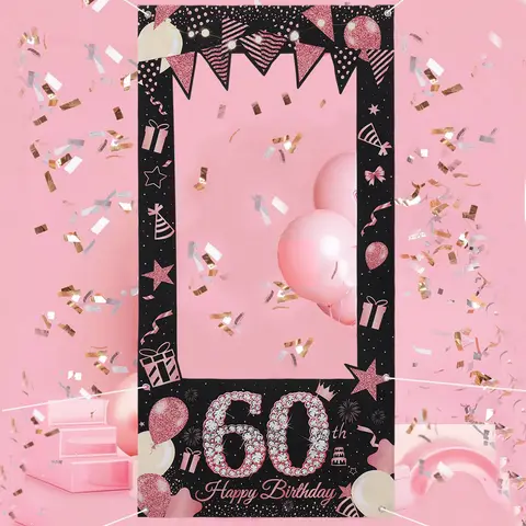30. 40. 60. Urodziny Ramka na zdjęcia Rekwizyty do fotobudki Różowe różowe złoto Dorośli 30 40 60 lat Dekoracje urodzinowe Tło