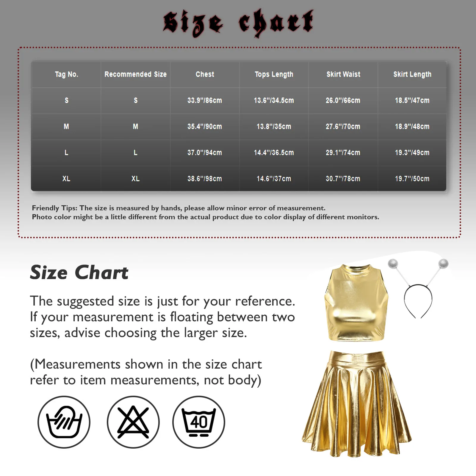 Women Alien Space Elf Role Play Costume Shiny Metallic Crop Top with Flare Skirt And Hair Hoop Headband Set Halloween Carnivals
