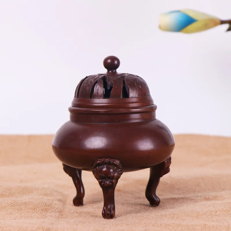 Cloud-Patterned Three-Legged , Copper Incense Burner For Living Room And Office Decoration, Craft Item