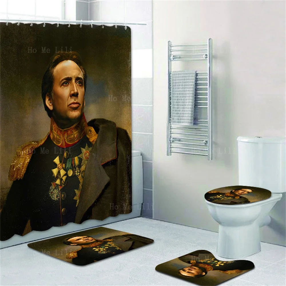 Sacred Heart of Nicolas Cage Saint Cool Jesus Shower Curtain Floor Mat Four-Piece Set