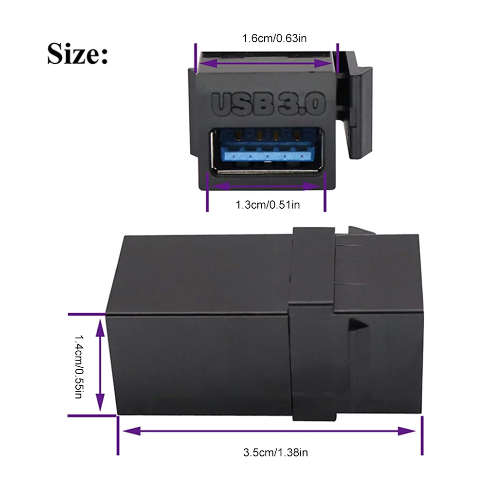 USB To USB Adapter Female To Female Connector for Wall Plate Outlet Panel USB 3.0 Keystone Jack Inserts Easy Installation