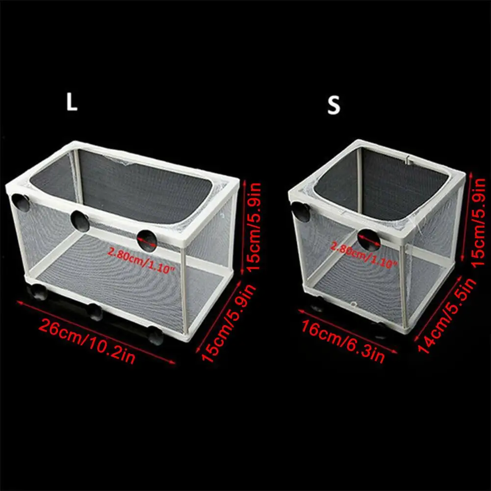 Fish Tank Breeder Net Mesh Fish Breeder Box Fish Hatchery  Box Separation Net Incubator Mesh Fish Breeding Box With Suction Cup