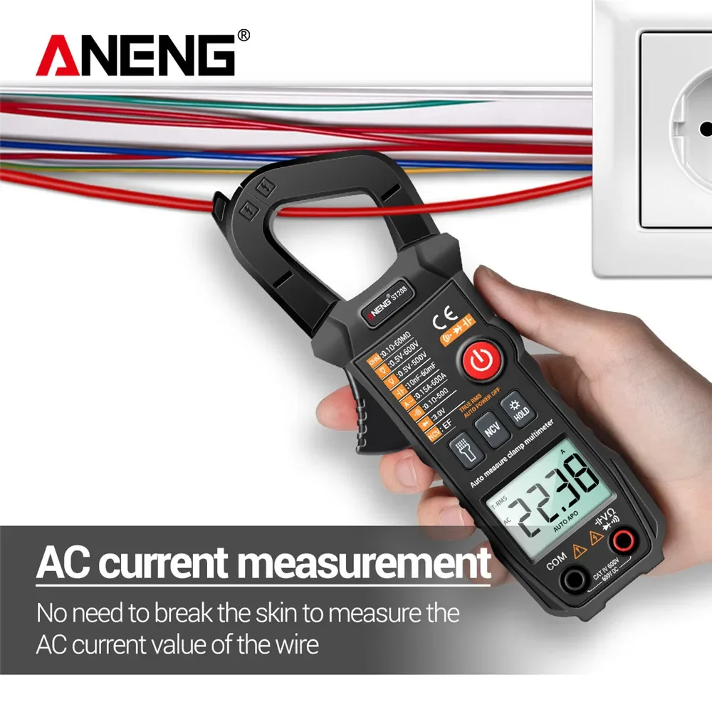 ANENG ST208 Digital Clamp Meter Multimeter Car 6000 counts AC/DC Current Measure Transistor Tester Voltimetro Amperimetro