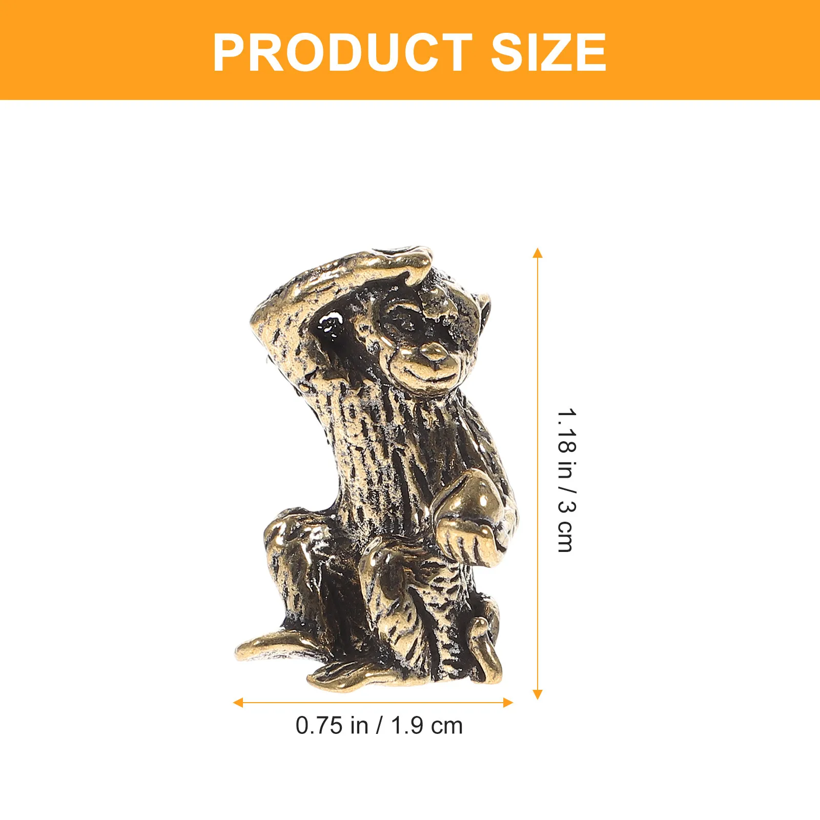 2Pcs Brass Craft Monkey Ornaments Unique Picking Peach Animal Decoration Desktop Brass Decor Monkey Adornment Desktop Ornament