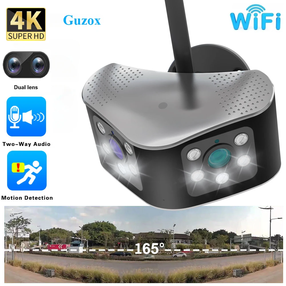 

4K 8MP WIFI Panoramic Camera Dual Lens 180° Ultra Wide Angle Monitoring AI Motion Detection 2Way Audio Binocular Splicing Camera