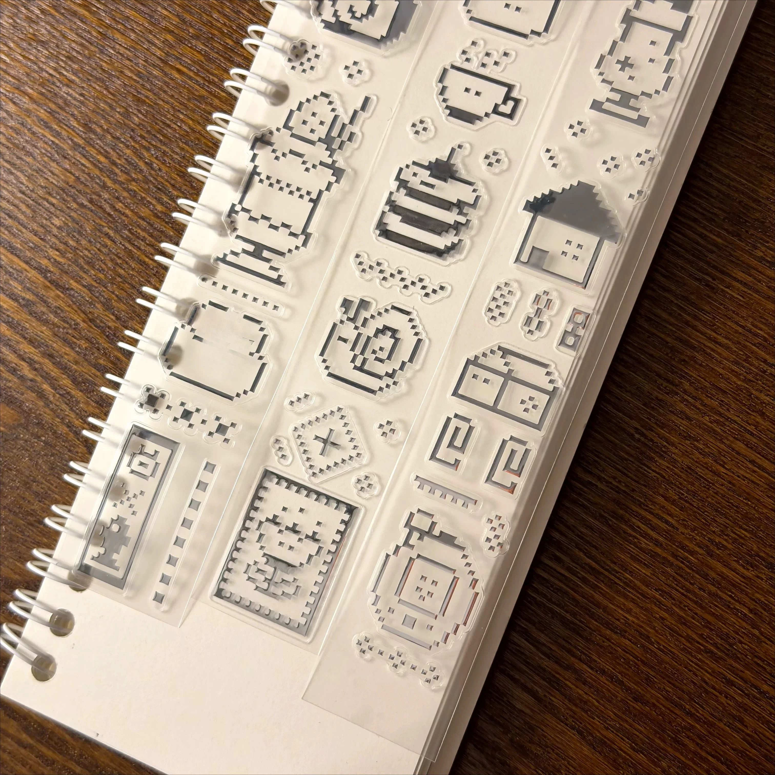 Cute Pixel Coffee Shop Dessert Silver Foil Sticker DIY Deco Card Journal Scrapbooking Photo Card Phone Case Collage Supply
