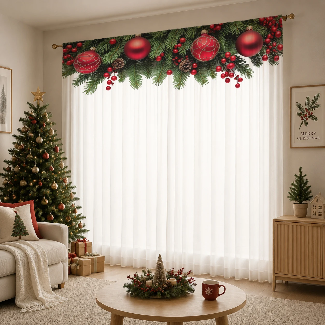 Świąteczna przezroczysta zasło – Home Decor Xmas recenzja i cena