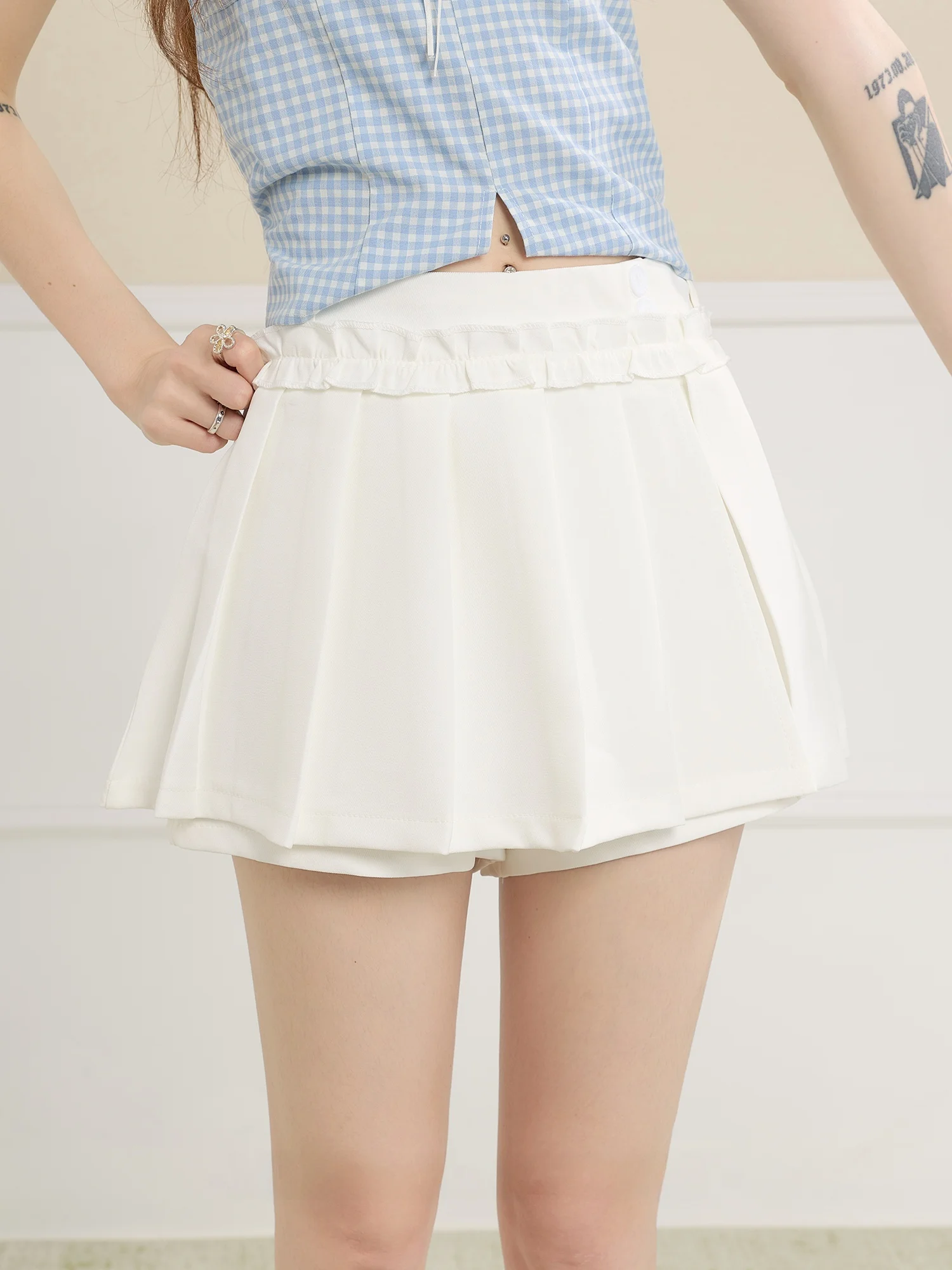 

High Waist Pleated Skirt Women's Summer New Style Slim A-Line Short Skirt Small Size Ultra Short White Half Body Skirt