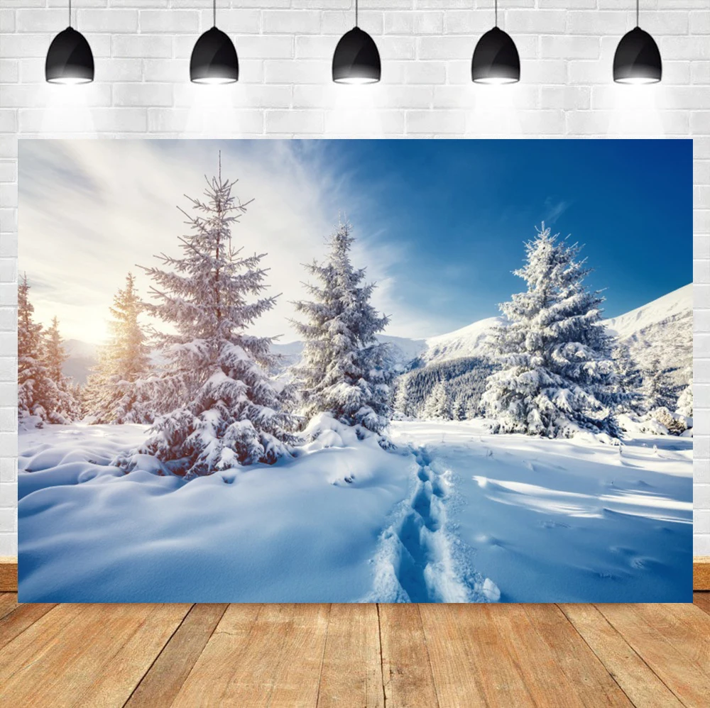 Laeacco Witte Kerstboom Winter Bos Landschap Room Decor Achtergrond Fotografische Foto Achtergrond Voor Foto Studio