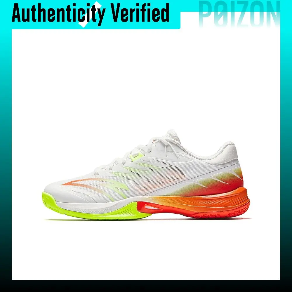 Anta Slip Resistant, Abrasion Resistant, Breathable Low top Badminton Shoes Men's White Orange Green 412510971-2