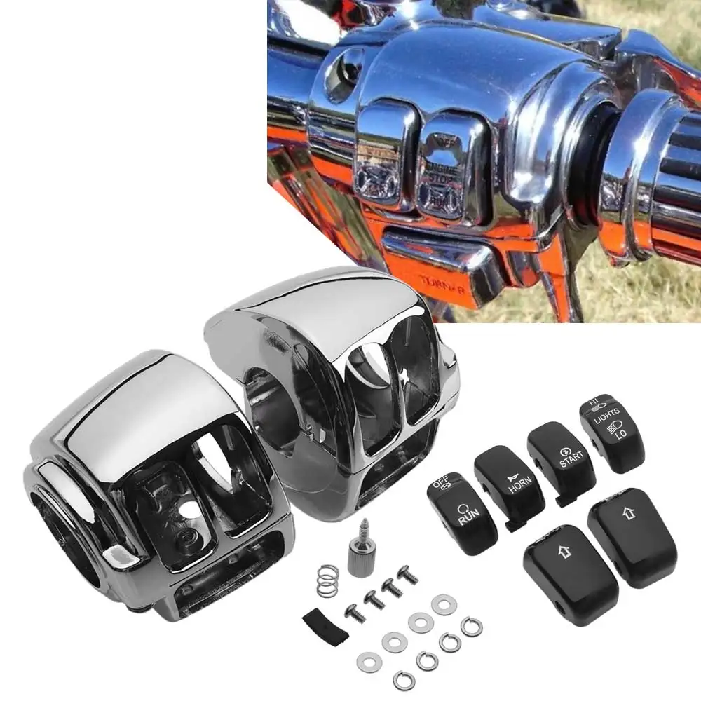 

Motorcycle Handlebar Control Switch Housings Cover Button Caps For Harley Sportster XL 883 1200 Dyna Street Bob Softail Fat Boy