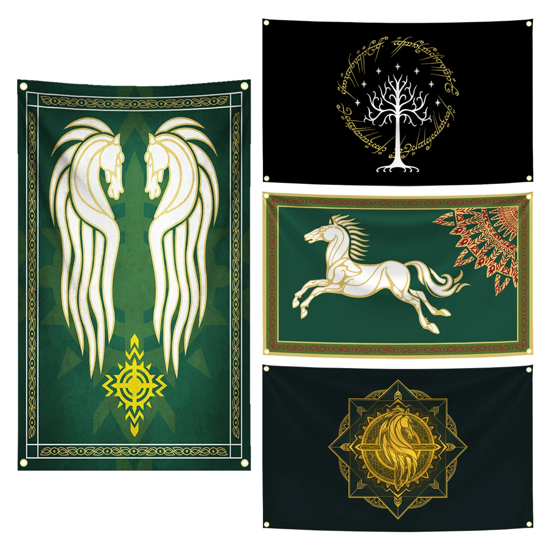 90x150cm The Kingdom of Rohan Flag Riddermark Tapestry Polyester Digital Printing Banner for Garage Wall Art Out Door Decoration