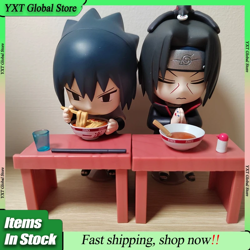 กล่องสุ่มฟิกเกอร์อนิเมะ นารูโตะ ชิปปุเด็น ลายบะหมี่ ยี่ห้อ Bandai ตัวละคร อุซึมากิ นารูโตะ และ ซาสึเกะ ของตกแต่งโต๊ะทำงาน ของขวัญคริสต์มาสสำหรับเด็กผู้ชาย