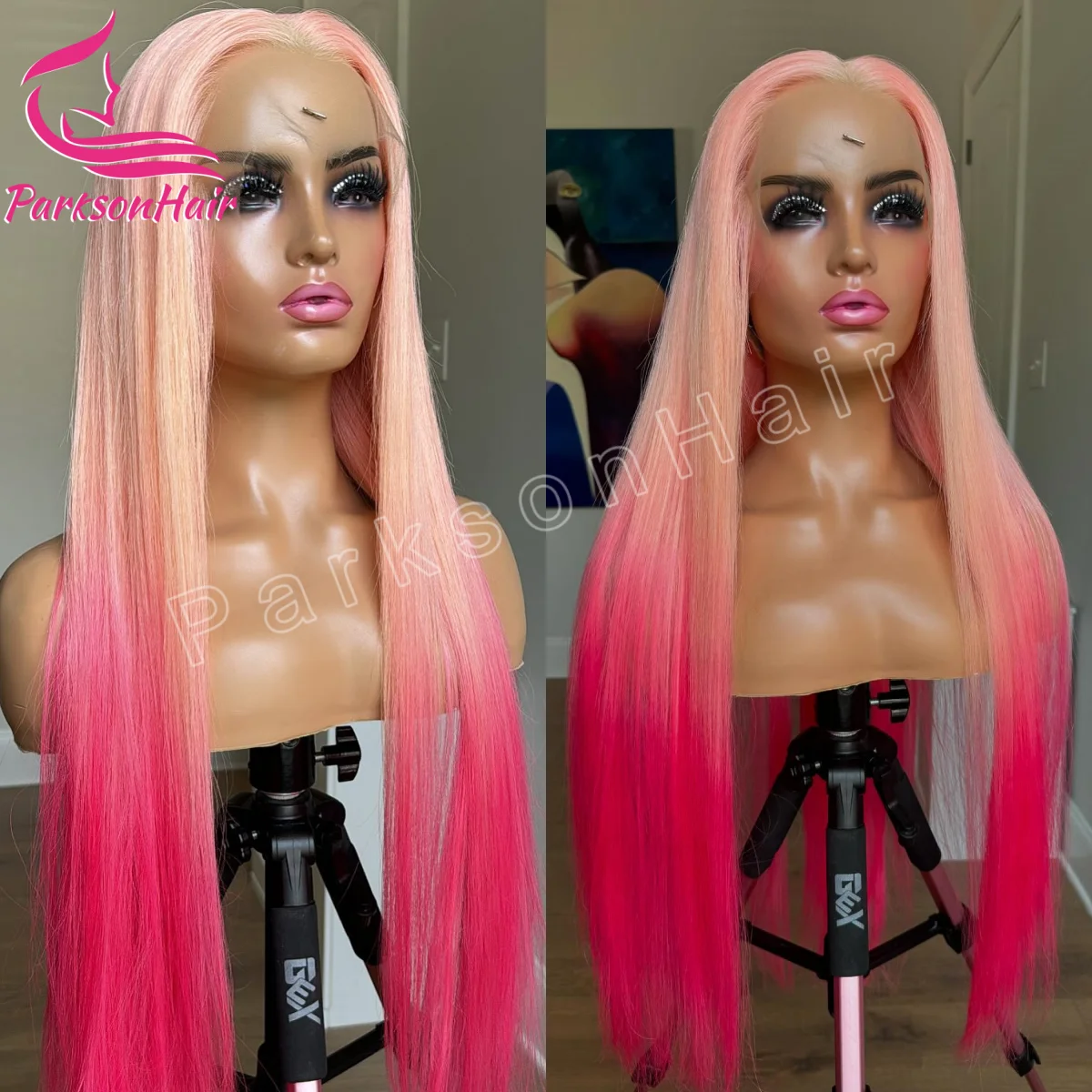 

13x4 13x6 Straight Lace Frontal Wigs Ombre Pink Pre Plucked Brazilian Highlight 613 Blonde Colored Light Pink Lace Front Wig