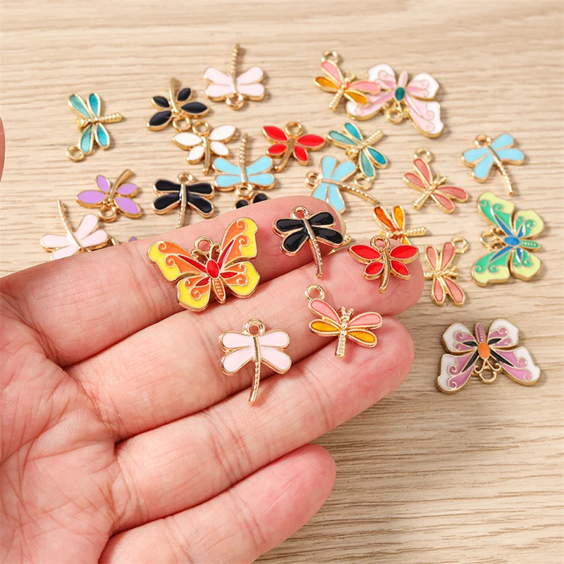 10 Stück Niedliche Tieranhänger aus Emaille, Fliegende Libelle und Schmetterling, Anhänger für Schmuckherstellung, Halsketten, Ohrringe, DIY-Bastelgeschenke – Detail 2