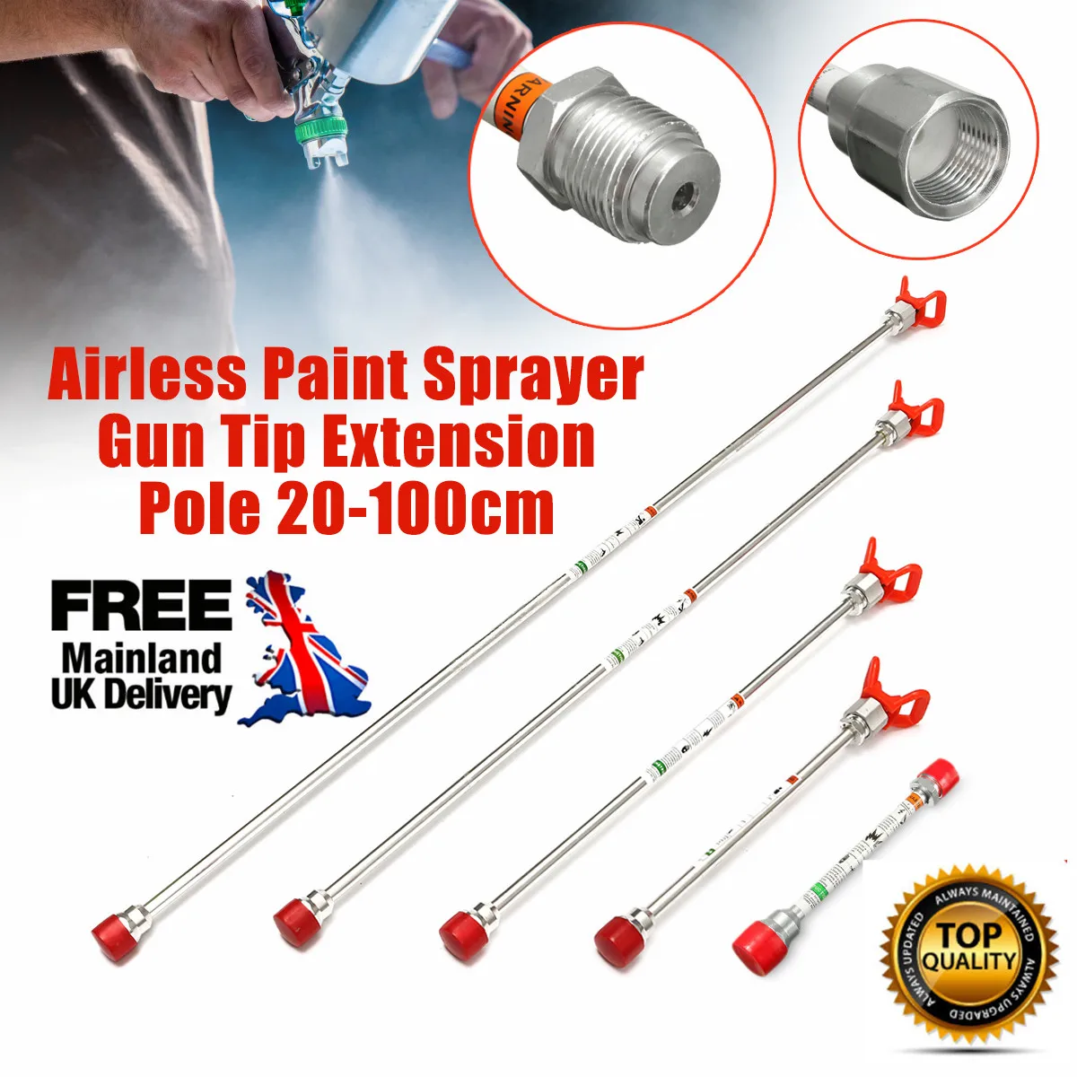 50cm /100cm Airless Paint Sprayer Tip Pole Spray Guns  Wagner Airless Extension Pole Spray Tool Spray Gun Tool Parts