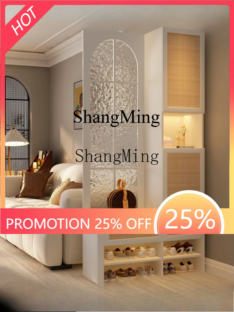 

FG medieval cream solid wood rattan porch household shoe cabinet living room locker