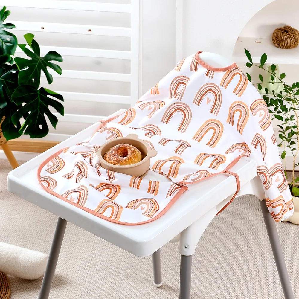 

Breathable Baby Bib Waterproof Adjustable Straps Long Sleeve Weaning Bib Spill-Proof Machine Washable Baby Feeding Bibs